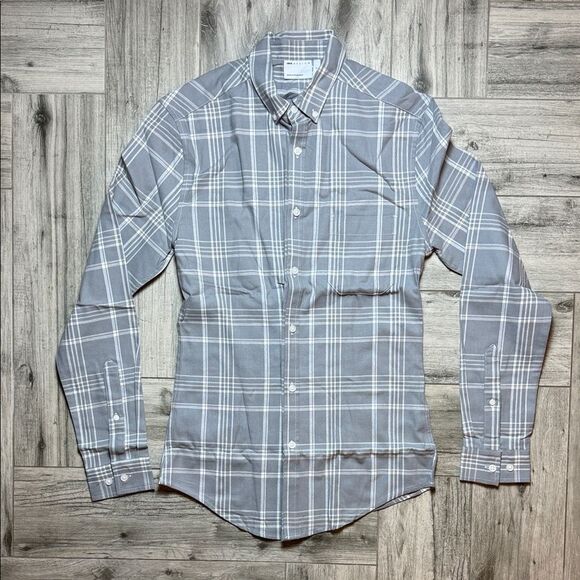 ASOS Men's Gray Plaid Button-Down Shirt - Picture 1 of 6